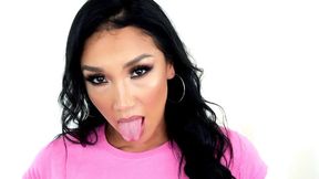 Latina Milf Gags on Deepthroat Blowjob