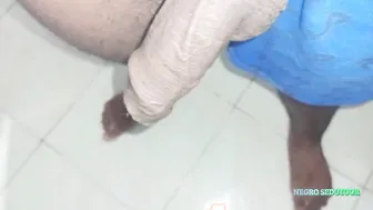 Amateur twink jerks off his big cock in cut-offs