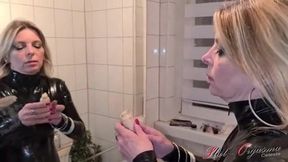 Celeste's Alluring Morning Routine in Latex: A Tease Before Work