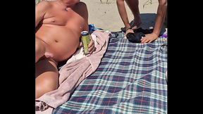 Live sex show on the nudist beach, mobile version 4K, shemale girlfriend