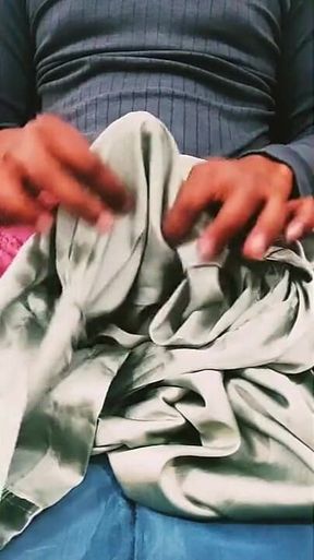 Satin Silk Handjob Porn - Cum on Satin Silky Green Salwar of Bhabhi 82
