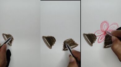 The hot artist love strokes her sketching Christmas bells