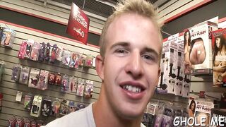 Watch this hairy guy gag on a big load after a steamy handjob from a hot chick