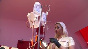 BDSM Domina with Her Male Slaves Busting Balls and Pegging