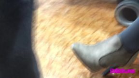 In the Bar Stroking My Husband with My Grey Mini Boots