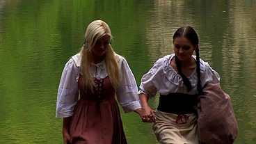 Young and beautiful court ladies reveal themselves to be two lustful lesbians