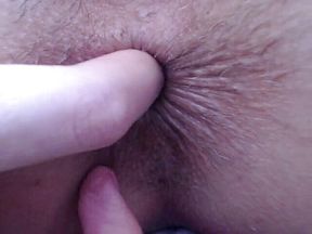 First time anal. Jelly dildo close up