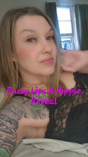 Revealing my pussy lips and nipples in my black lace slip 💋