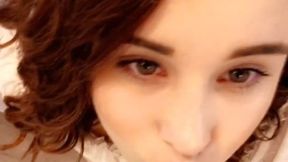 Redhead teen Dulce Maria deepthroats a rubber cock
