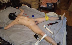 Chastity Guy Tied to the Bed, Allowed to Cum and Locked Again