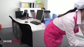 Chihiro Akino&#039;s Hardcore Blowjob Skills Impress Her Office Lady Friends with a Creampie