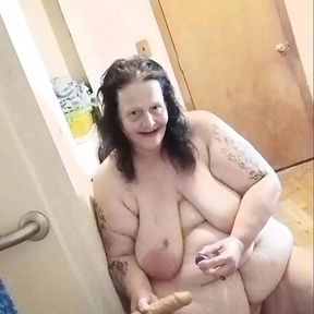 Rolling in the Bathroom Floor Cumming Filthy Whore