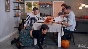 Petite t-girl (daisy taylor) rides mans penis during family dinner - transangels