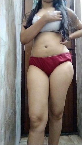 Desi Young Bhabhi Rubbing Her Body