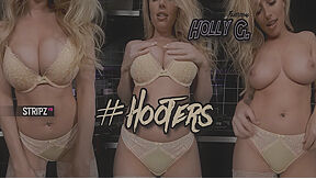 Hooters; Solo Striptease Big Tits Nylons E Cup With Holly Gibbons