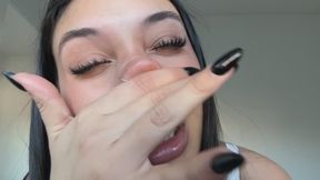 I scratch my nose hard