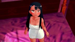 Nagatoro (adult version) in love room wearing only a towel