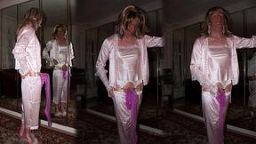 Wanking in Silk Nightwear and Nylon Stockings