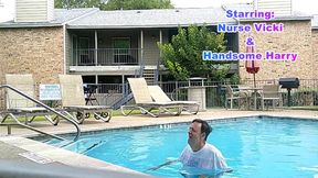 BBW Nurse Vicki and Handsome Harry in Pool Battle