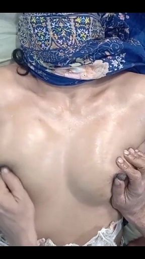 Amrozia Jan Got Oil Massage on Her Pakistani Sexy Boobs