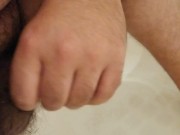 Fat Guy Jerks His Cock Until He Sprays Cum