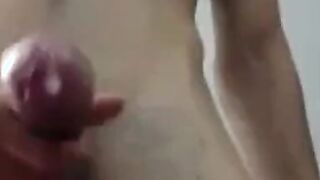 Playing with my big balls and cock