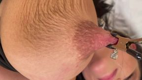 He Play Hard with my Hard Dark Nipples Squeezes and Stretches when Im Bondage