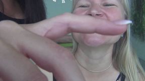 Victoria bites my hand and my fingers hard d