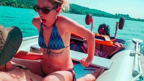 Husband's friend GIVES her a surprise CREampie on the boat, wife's new partner is his buddy