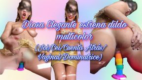 ?ELEGANT GODDESS PREMIERES MULTICOLORED DILDO?(Joi-Vaginal-Dominatrice-Countdown-Fellation)