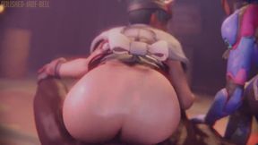 Thick Dva & Kiriko Riding BBC in Reverse at the same Time