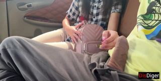 Risky Blowjob in Taxi - Girl Sucks Cock Until the Driver Sees