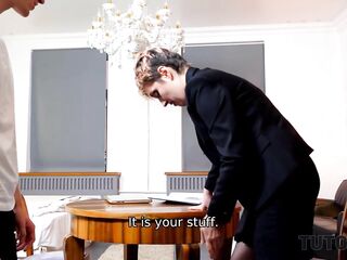 TUTOR4K. Sex with stud is inappropriate but trainer can't resist having it