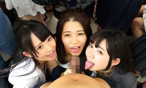 Surrounded By Beautiful Butts and Tits on the Women Only Train Car Part 3