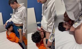 Hot daddy stretching tight latino twink with his monster cock