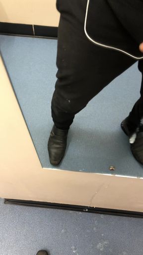 Fuck horny at work, cum inside the toilet.