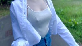 E???157cm42kg??????? Japanese no bra in public