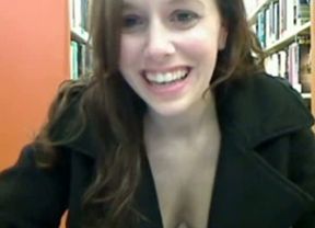 Perpetually naughty webcam slut is using her vibrator in the library