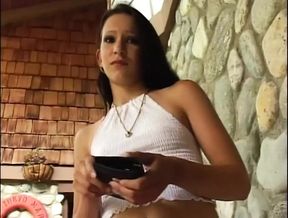 Anal pleasure for a young brunette in love