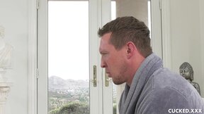 ”Pretty MOMMY Becky Bandini cuckolds her man & rides shaft”