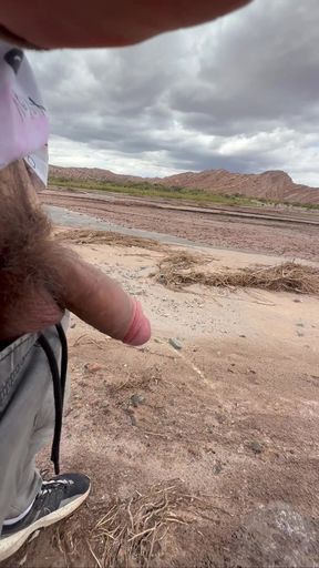 Young Uncut Boy Pee in Desert