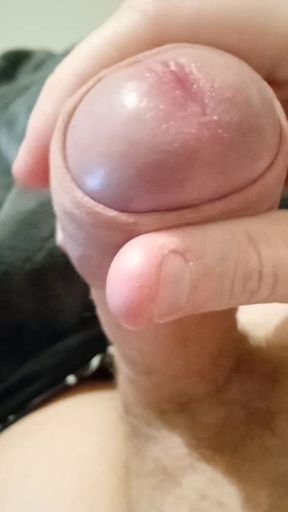 Guy jerking off uncircumcised cock on the table  #9