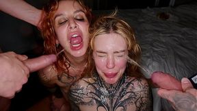 Two French tourists gangbang a submissive girl with a monster cock