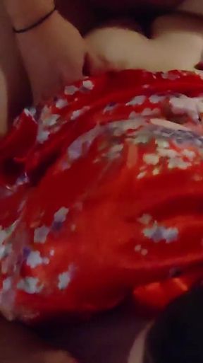 I Seduced Her in a Red Kimono, and After Giving Her Cunnilingus, She Penetrated Me From Behind and Made Me Cum Inside Her