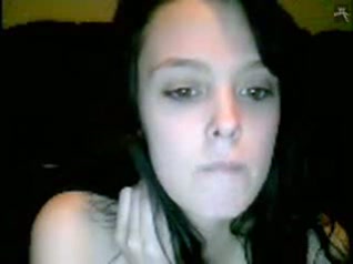 Cute pale chick flashed her small but cute titties on webcam
