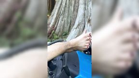 Filthy Farm Wife Bonemaiden &mdash;  dirty feet &mdash;  toys her pussy for her step-Daddy on Tractor