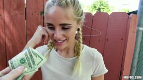 Friendly Blond Fucks In Public for Cash