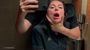 Risky Sex in a Restroom, Fucked a Mcdonald's Employee Over Spilled Fanta!