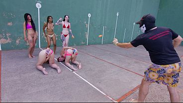 Outdoor Anal Pong Cups in ass challenge with Alice Maze and Pixie Pink!