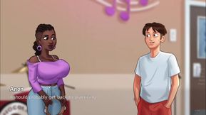 Anon Beat Out the Rhythm From a Pair of Big Black Boobs - Summer Time Saga